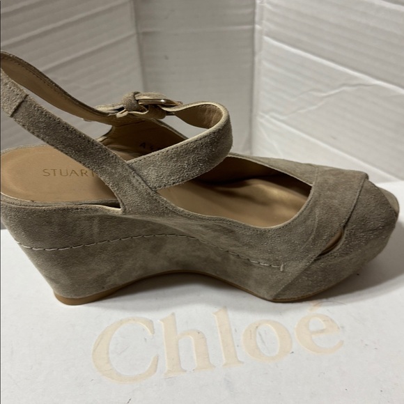 Stuart Weitzman Beige Suede wedge Sandals. Made in Spain. EUC - Picture 3 of 8
